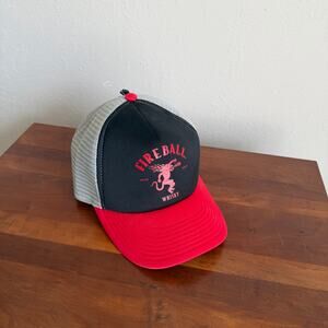 NWOT Brew City Red Black Fireball Cinnamon Whiskey Mesh Back OSFM Snapback Cap